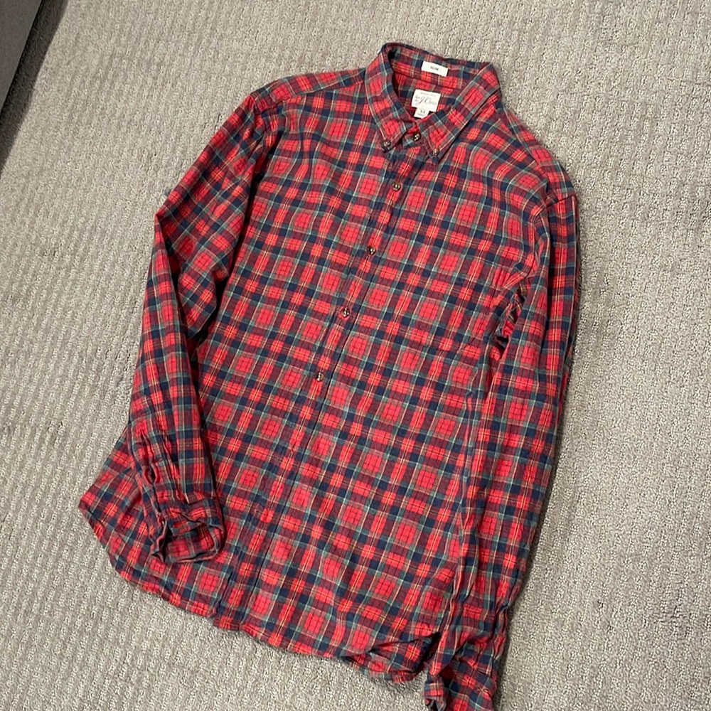 JCrew red/green plaid button down